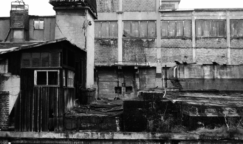 Black and white architectural fragment with hard contrast
