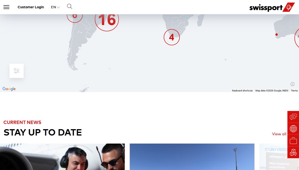 Swissport network section captured for the portfolio case study